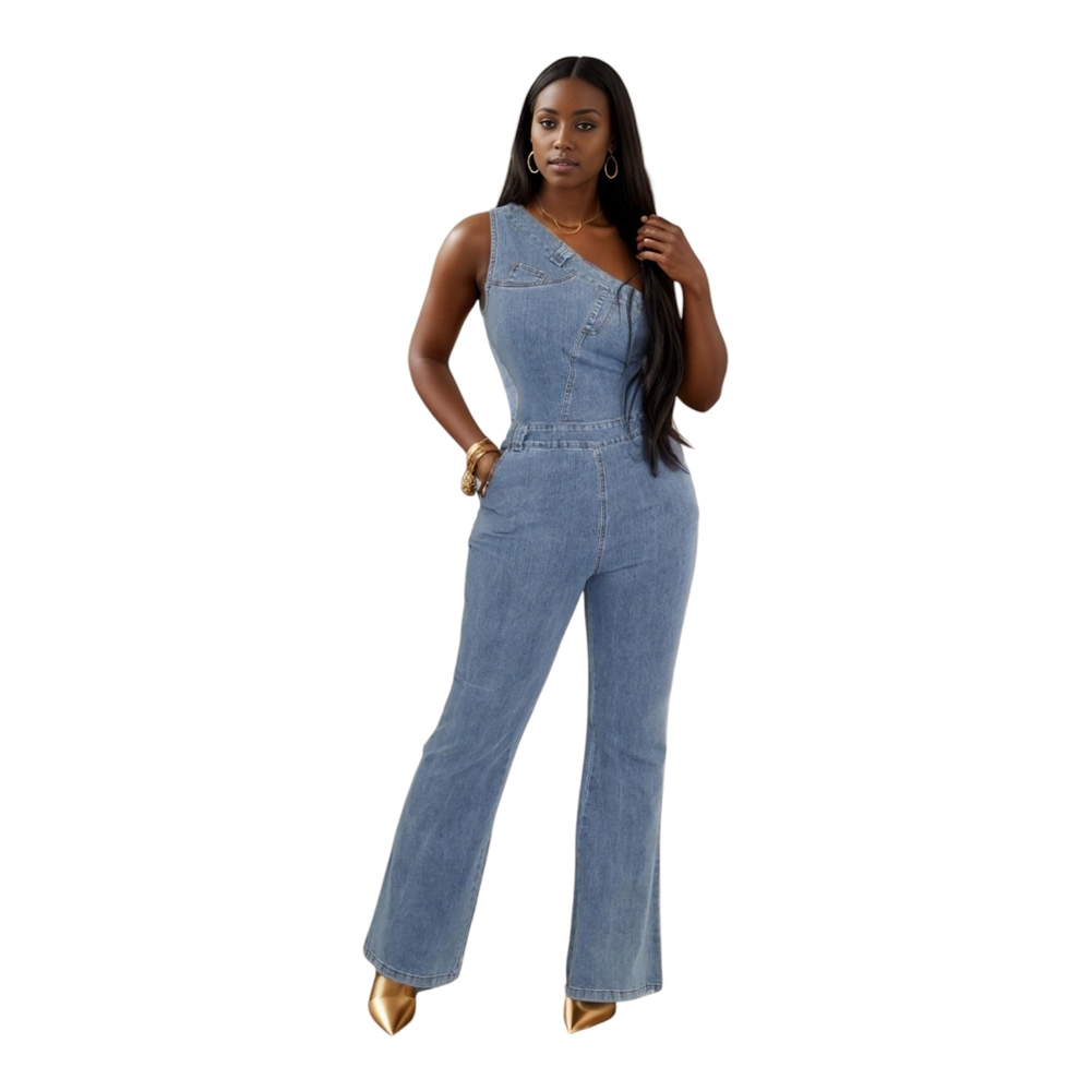 Stylish Blue Denim Jumpsuit Nwt